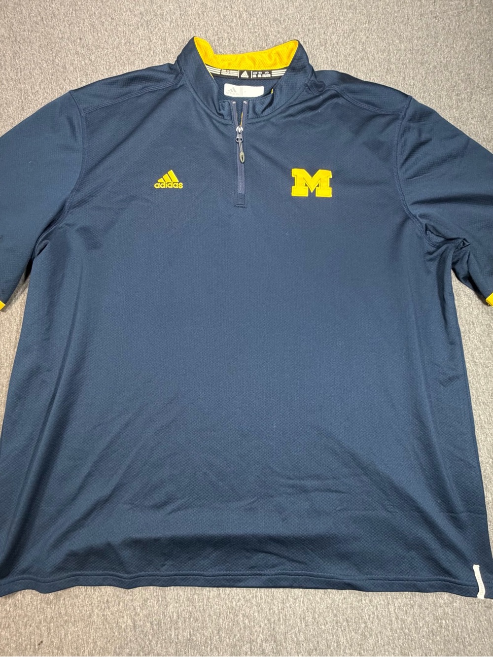 Adidas Climalite Michigan Wolverines Short Sleeve 1/4 Zip Pullover Mens 2XL